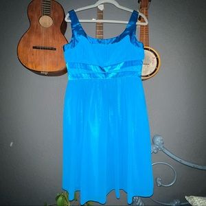 Satin trimmed royal blue dress